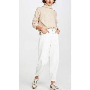 Women's PAIGE Beige Cutout Turtleneck Wool Blend Sweater S